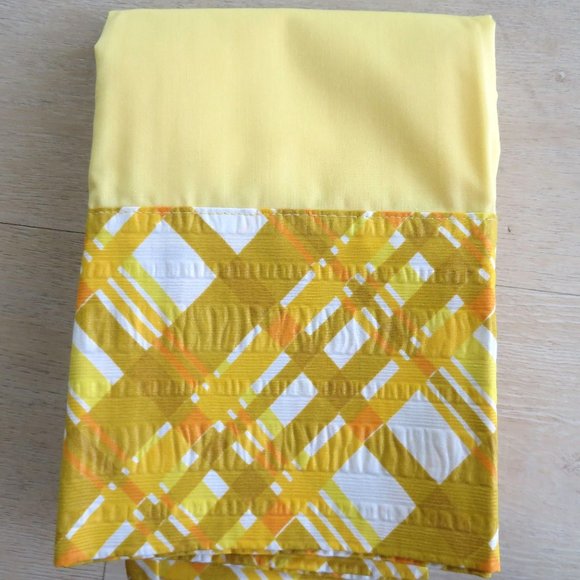 Vintage JP Stevens Pillowcases 2 Standard Yellow Plaid Edge No Iron Percale NEW - Picture 4 of 9